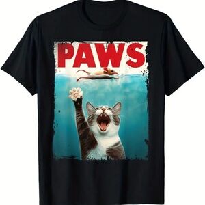 Black Cat Graphic Paws T-Shirt size XL